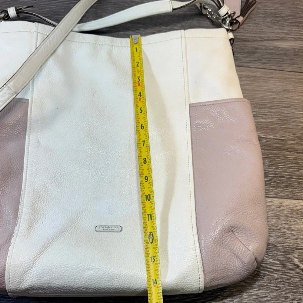 Auth COACH Park Color Block Hobo F31304 Cream Gray Leather - Handbag